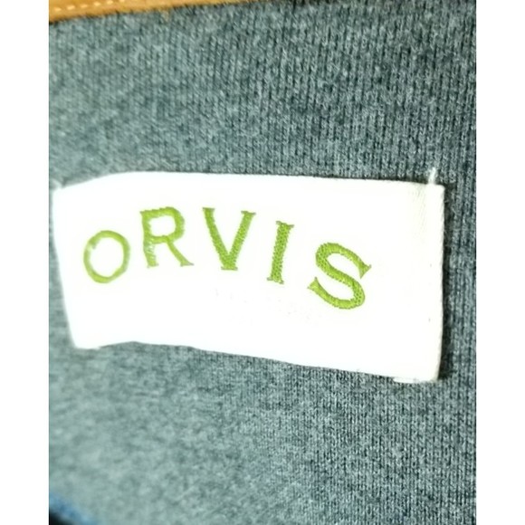 ORVIS Sporting Rugged Men's 1/4 Zip Blue Shirt Leather Elbow Mock Neck Sz Lg - Picture 10 of 11